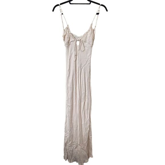 ZARA Polka Dot Open Back Maxi Dress White Small - Picture 2 of 6